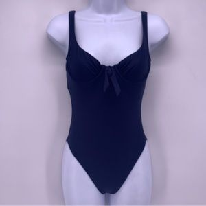 J.Crew Navy Blue Underwire Tie Front One Piece Bathing Suit Size 0